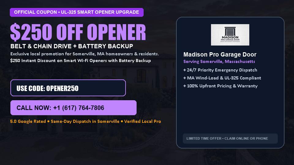 Madison Pro Garage Door $250 OFF Premium LiftMaster Opener Installation in Somerville, MA