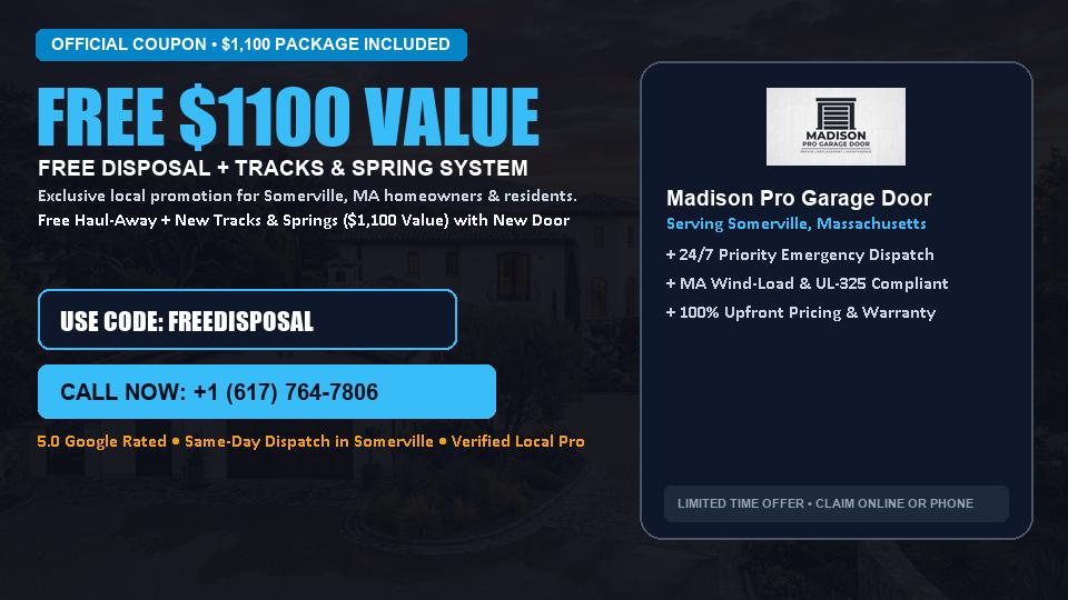 Madison Pro Garage Door FREE Haul-Away & Heavy-Duty Tracks with New Door in Somerville, MA