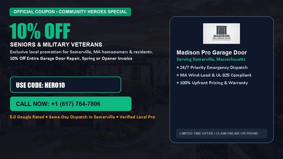 Madison Pro Garage Door 10% OFF Seniors & Military Veterans in Somerville, MA